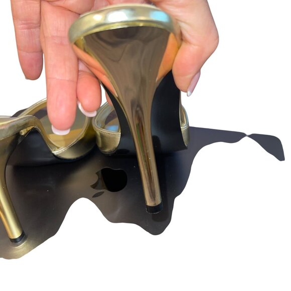 Fredericks of Hollywood Vintage 1990s Womens Mule Size 7.5 Gold Stiletto New - Picture 7 of 8